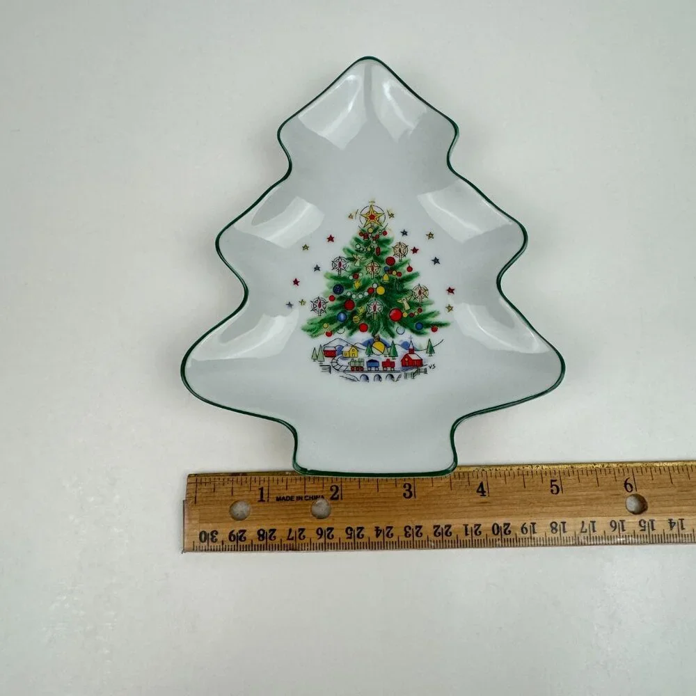 Vtg Christmas Eve Tree Shaped Dish Salem Brand‎ Porcelain Fine China Holiday